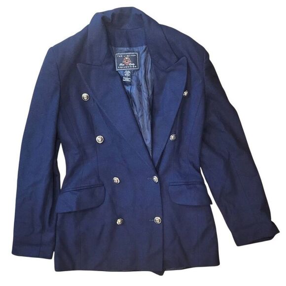 Vintage The Limited Blazer Women's Small Navy Blue Double Breasted Wool Cashmere - Picture 1 of 4